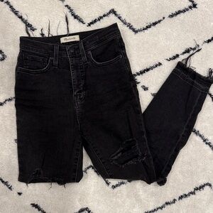 Madewell Black Distressed Mom Jeans